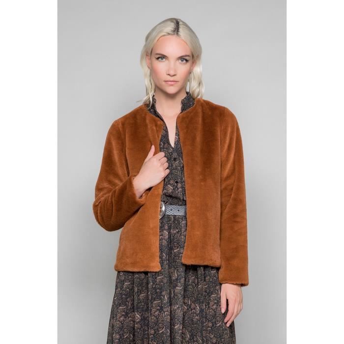 STRIPHTML(Veste en imitation fourrure MOLLY - Couleur - Cognac, Taille - L)