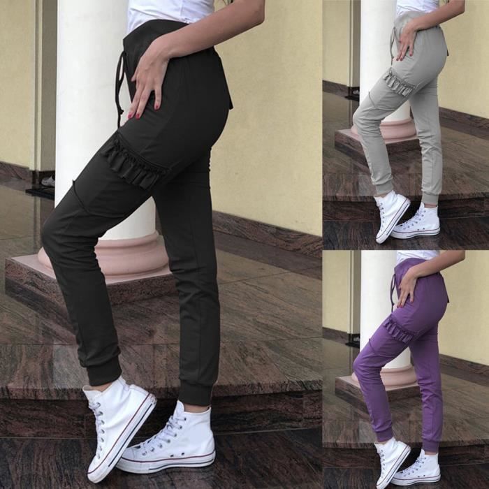 Pantalons solides lâches de loisirs de la mode des femmes Pantalons de survêtement longs de loisirs