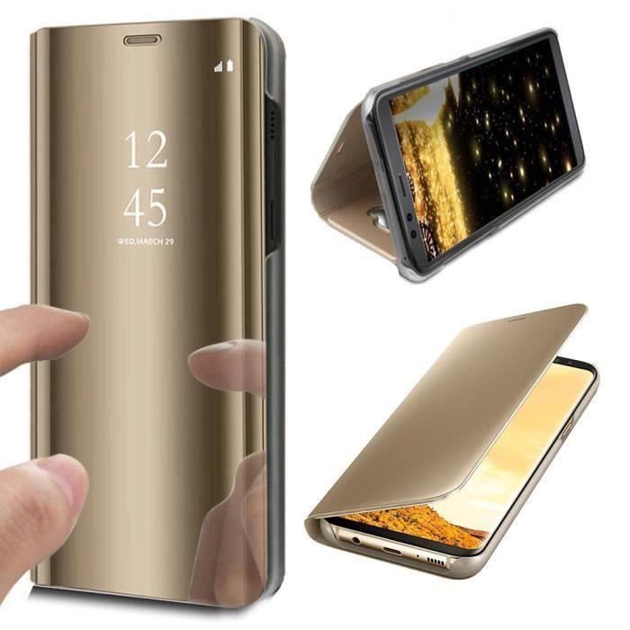 Coque Pour Samsung A71 Flip Cover Etui Housse Miroir À Rabat or