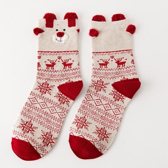 Chaussettes en coton pour femmes de Noël Chaussettes d'hiver pour femmes multicolores Chaussettes