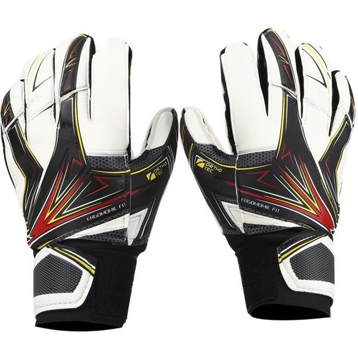 Jielwyshop Une paire de gants de gardien de but de football pour enfants en latex anti-dérapant n ° 6 noir