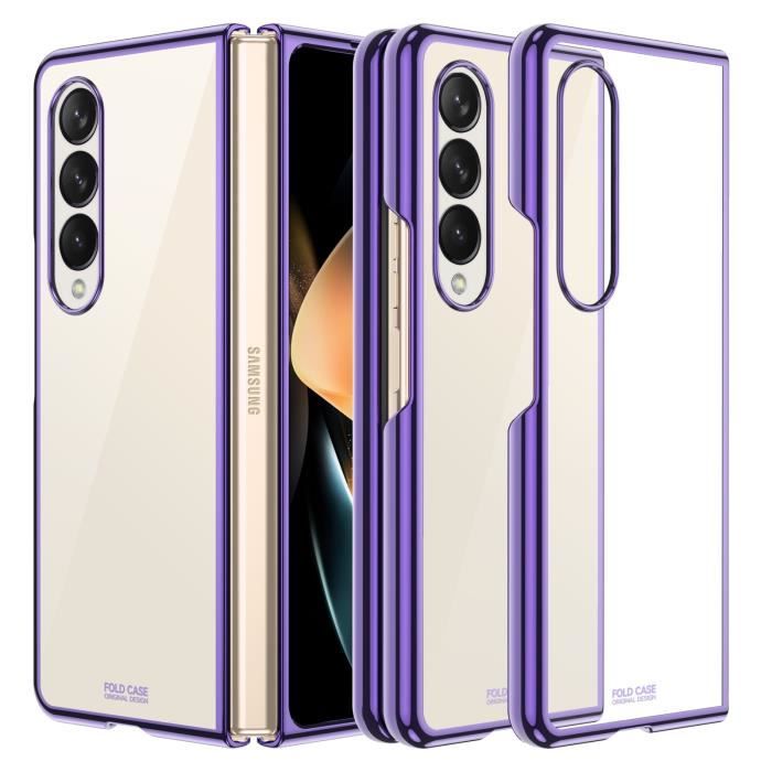 OIMG Housse Coque Couverture pour Samsung Galaxy Z fold 4 (2022) transparent PC Protection Placage Coloré Violet