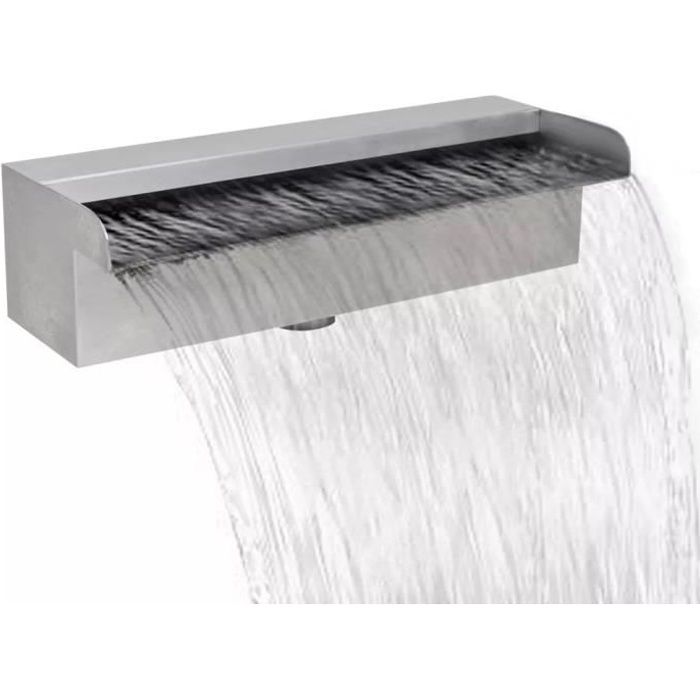 Lame d'eau Cascade Fontaine piscine rectangulaire 30 cm Acier inoxydable pour piscine