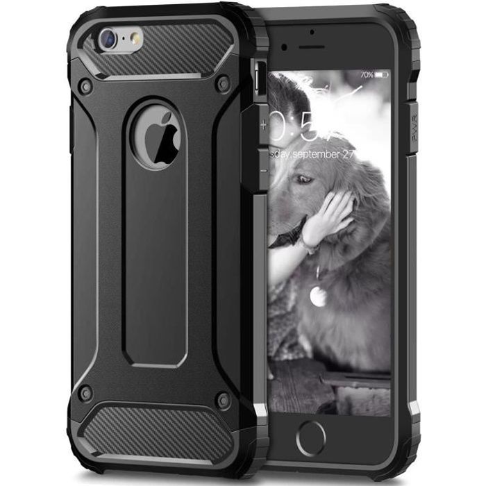 SmartLegend Anti Choc Coque iPhone 6 TPU&PC Bumper Protection complète Cas Noir