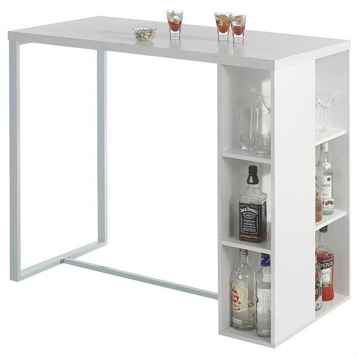 SoBuy® FWT39-W Table Haute de Bar Mange-debout Cuisine avec 3 étagères de rangements – Blanc