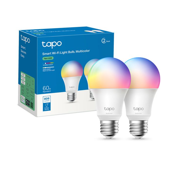 TP-Link Tapo Ampoule Connectée Wifi, Multicouleur, E27 compatible avec Alexa, Google Home et Siri, lot de 2 Tapo L530E