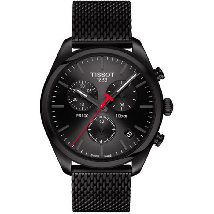 Tissot - PR100 Chronograph -T1014173305100 Milanais noir - Cadran noir
