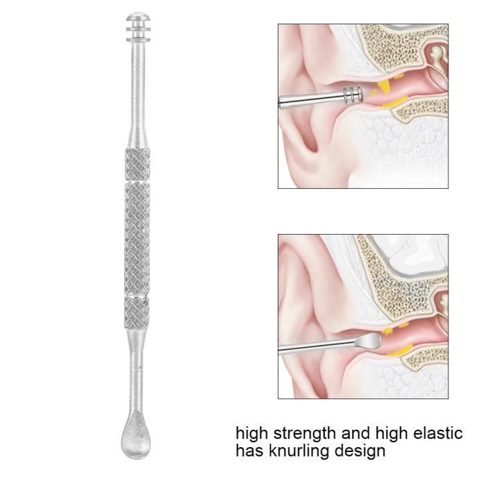 Cuillère anti-rouille anti-allergique pour oreille, cure-oreille, outil de nettoyage des oreilles pour le camping de voyage à