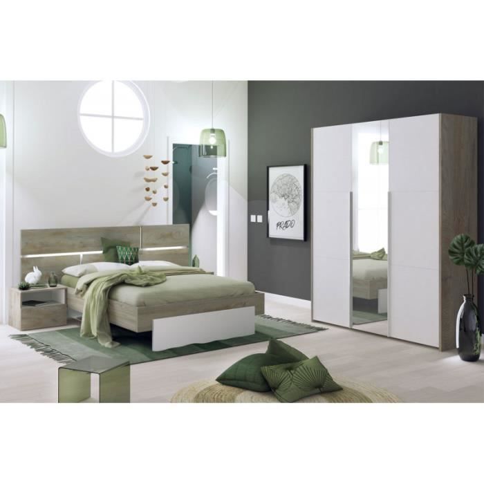 Chambre Adulte Complète (160*200) - FLORINE n°1 - L 220 x l 208 x H 40/102