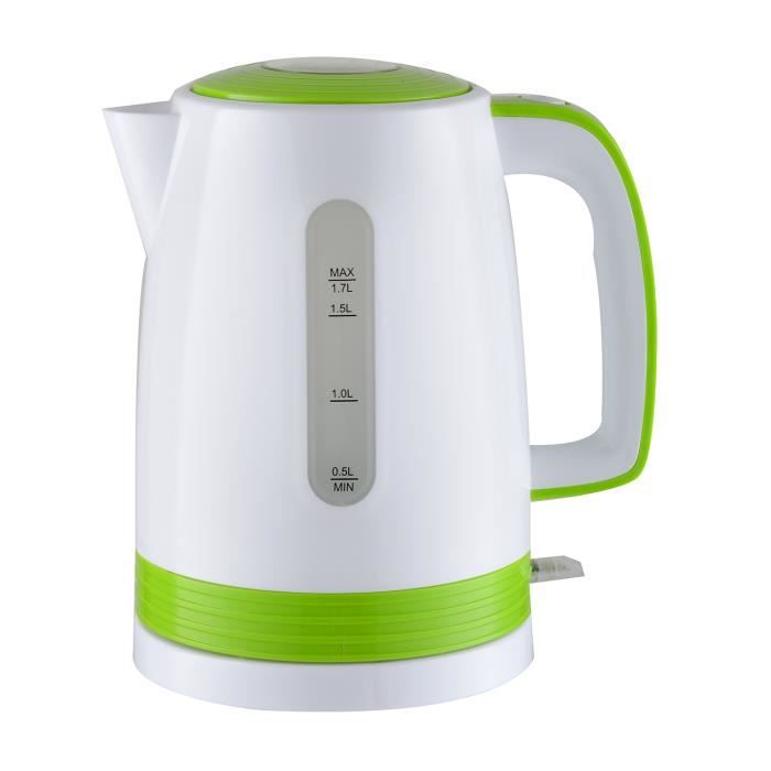 Bouilloire électrique blanche-vert 2200W - capacité 1.7L