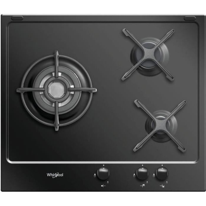 WHIRLPOOL- GM6342NB - Table de cuisson gaz -3 foyers -6350W - L60cm - Noir