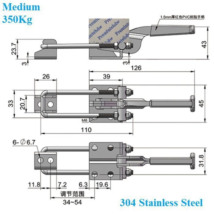 Sugatsune Lampe 59184 Barre à Ressort Loquet, EN ACIER INOXYDABLE