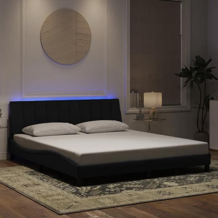 vidaXL Cadre de lit avec LED sans matelas Hanko noir 180x200 cm velours 3213795