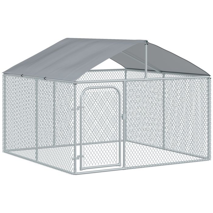Meilleurs prix pour Chenil extérieur pour chien - PawHut - avec toit parc grillagé espace couvert - 230 x 230 x 175 cm - acier galvanisé