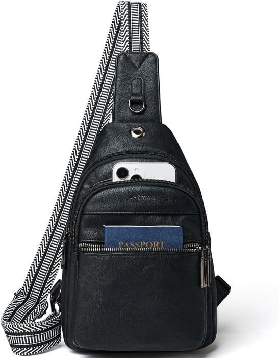 Sac Bandoulière Homme Imperméable - Mini Sac Poitrine Noir (polyester/nylon)