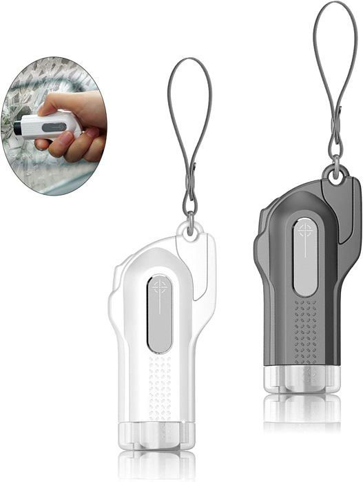 Lot de 2 porte-clés outil de sauvetage brise-vitre coupe-ceinture de sécurité marteau durgence pour voiture tête en acier tung