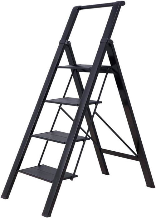 Miscoos Escabeau Pliable 3 Marches En Aluminium – Ultra Stable, Antidérapant, Charge 150 Kg, Idéal Maison & Atelier