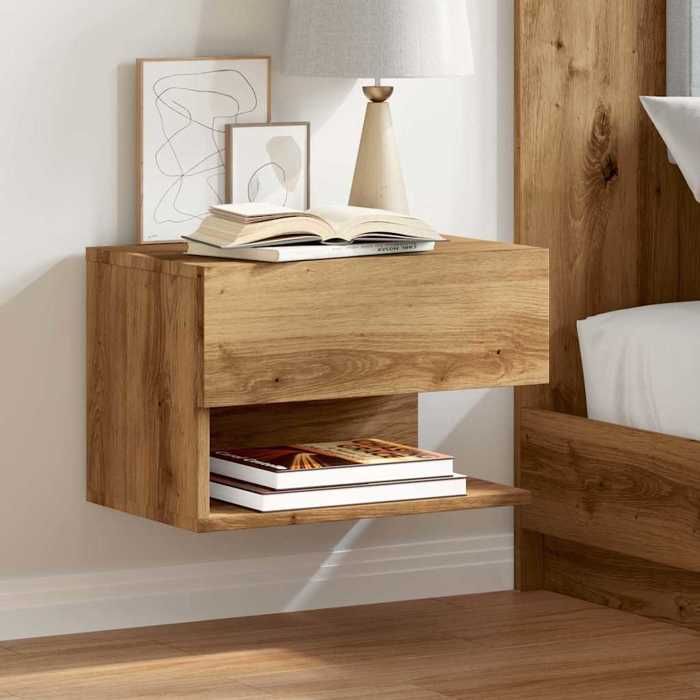 vidaXL Table de chevet murale chêne artisanal 856822