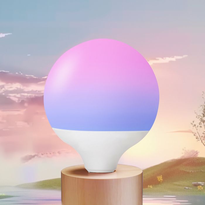 Aigostar Ampoule Connectée E27 G120 Bluetooth Mesh 18W LED Intelligente Dimmable Lampe RGBW 1800LM Dégradé Bicolore