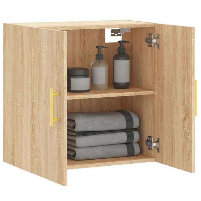 Armoire Murale Chêne Sonoma 60x31x60 cm Bois DIngénierie Armoire Rangement Meuble Salle Bains Meuble Suspendu Cabinet