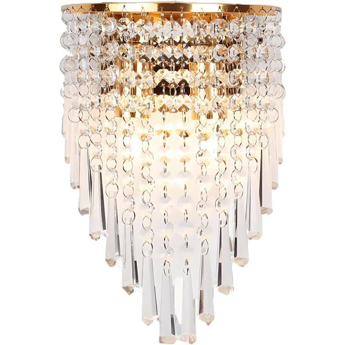 Applique murale rideau en cristal de haute qualité Classique mur Luminaire en or Terminer pour nuit Aisle Salon (19x33cm)