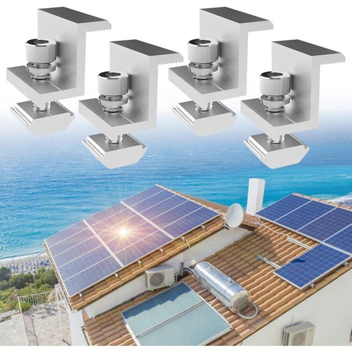 Panneau solaireSupports de Pince de Bord de Panneau Solaire4PCS Fixation de Panneau Solaire pour Panneau Solaire pour Hauteur de