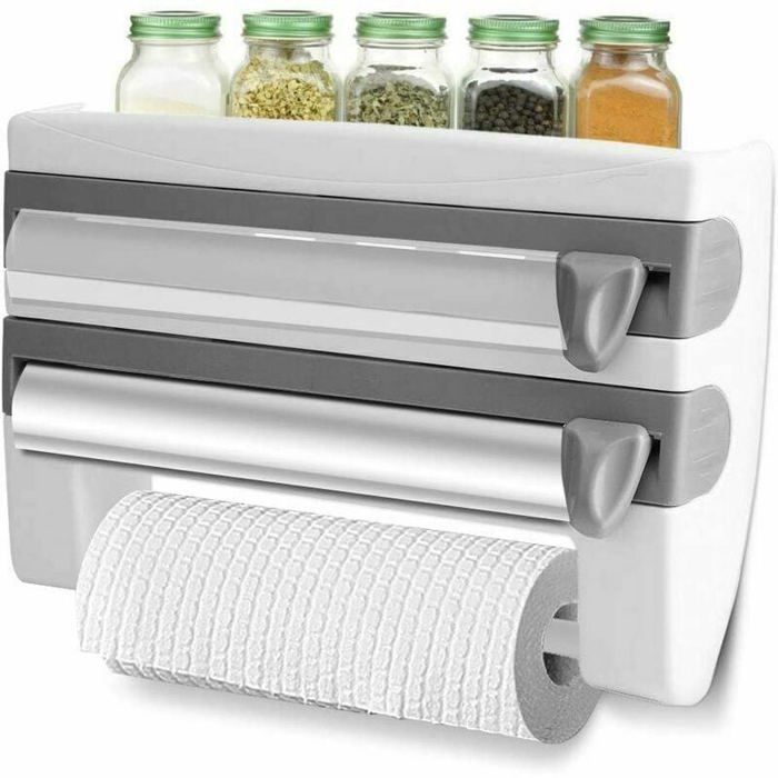 Distributeur papier aluminium film étirable lames tranchantes support rangement 15.35x3.94x9.45 pouces