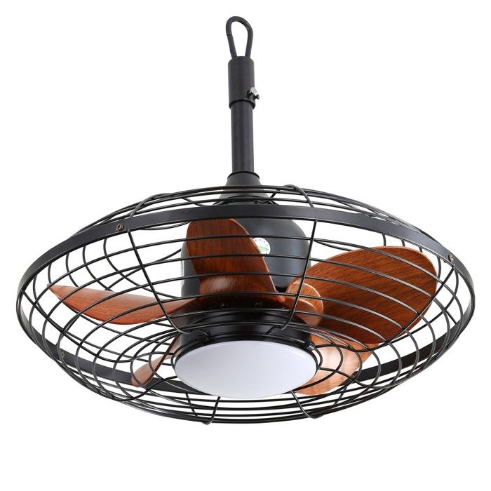 Ventilateur de Plafond Extérieur 508x508x475cm Noir LED 18W 3C Couleurs Moteur CC pour Terrasse Pergola - Nobrand