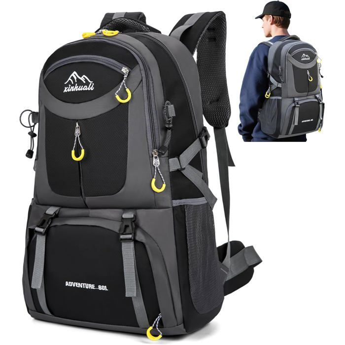 Sac à dos de randonnée étanche - ULISEM - 60L - Léger - Confort ergonomique - Compartiments multiples