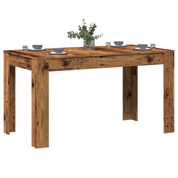 SALE 2026 Table de cuisine style minimaliste Brun - Table à manger vieux bois 140x745x76cm - bois dingénierie PRO170236403