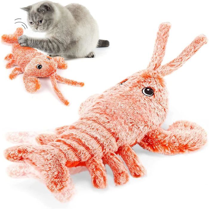 Jouet interactif en forme de homard pour chatjouet pour chat en mouvement activé par le mouvementavec paquets dherbe à