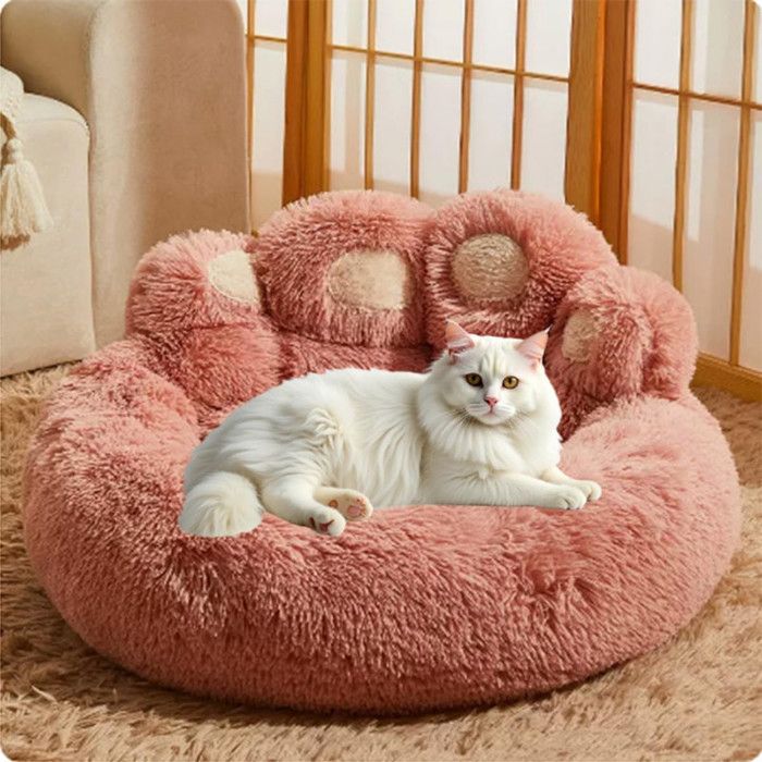 Panier Chien Chat Petite Taille 60cmRose Coussin Chiens Anti Stress Lavable et Antidérapant Moelleux Lit pour Chien Peluche