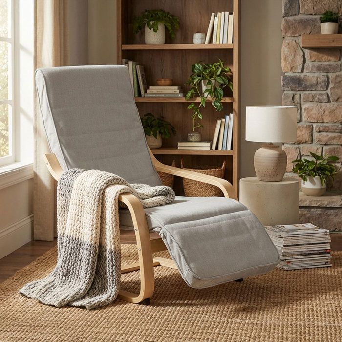 Fauteuil relax avec repose-pieds Côtelé Gris Fauteuil relaxant Naturelle Chaise longue en bois Fauteuil confort Fauteuil relax avec repose-pieds Côtelé Gris Fauteuil relaxant Naturelle Chaise longue en bois Fauteuil confort