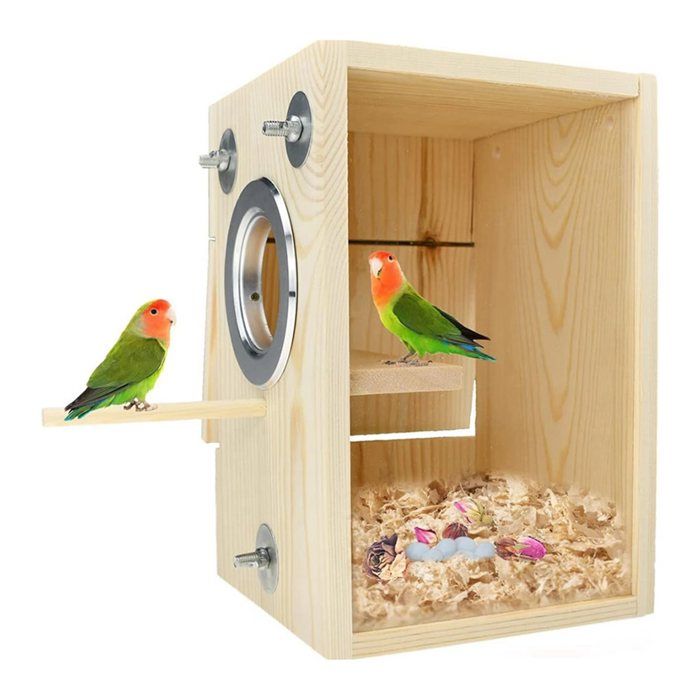 Nid DOiseau en Bois Acrylique Transparent pour Perruches et Calopsittes