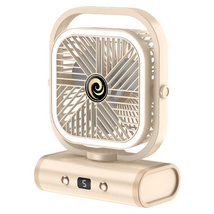 Ventilateur de table et mural silencieux 2400mAh 5 vitesses lumière nocturne USB rechargeable circulation d’air blanc