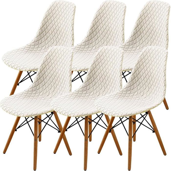 XJYDNCG 6Pcs Housse de Chaise Scandinave Extensible sans Accoudoirs - Crème