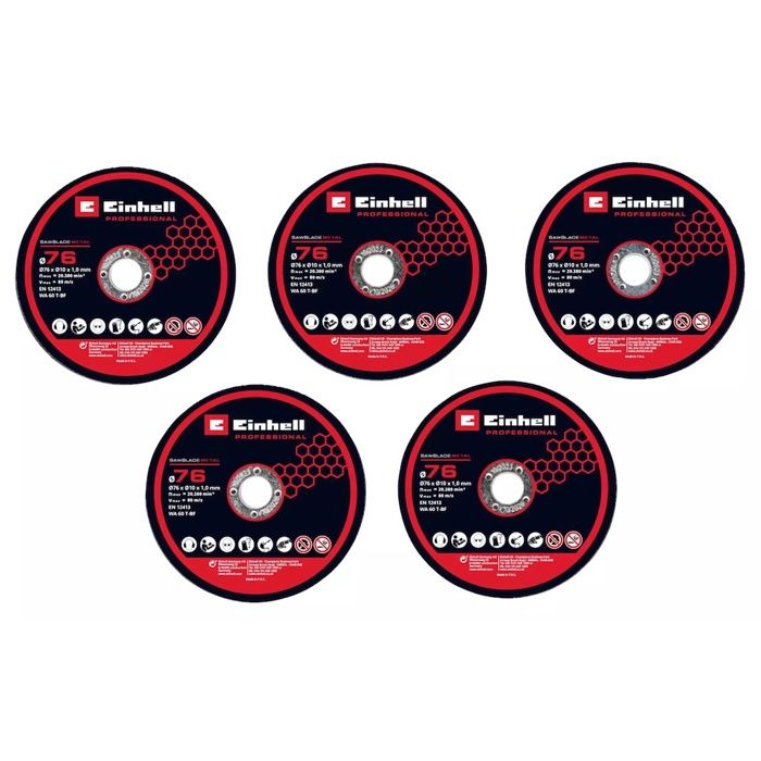 Kit de 5 disques de coupe fins ? 76 mm ? Métal ? Alésage 10 mm