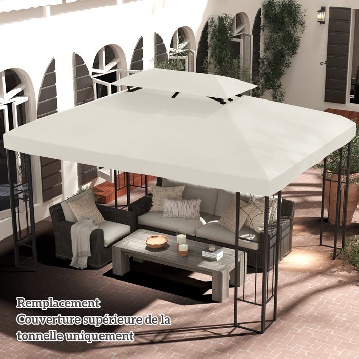 MOTHINESSTO466-Toit de Rechange pour Tonnelle Crème 3 x 4 m