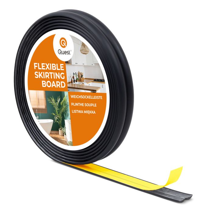 QUEST Moulure de finition et de protection en PVC pour bords autocollante noire 10/10 5m