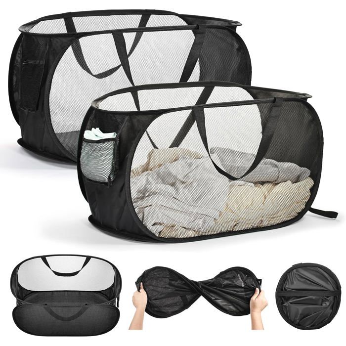 2 Pièces Panier à Linge Pliable Dimensions 36x36 x58 cm Laundry Basket Idéal Pour les Salles de Bain les Chambres les Loge
