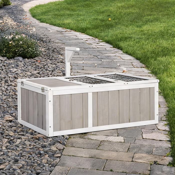 Cage habitat double pour tortue avec espace extérieur et abri en bois de sapin 915 x 61 x 33 cm