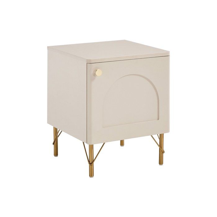 Table de chevet côté gauche 1 porte – Beige et doré - ALOBARA