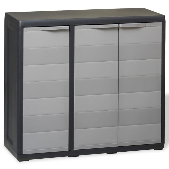 armoire de rangement de jardin avec 2 étagères noir et gris-ako7364123614890