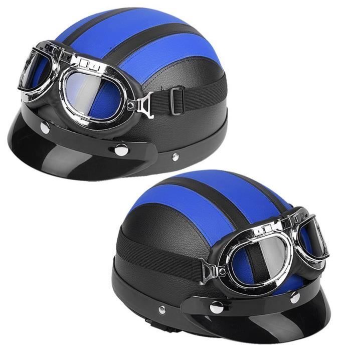 TUB Demi-casque De Moto à Visage Ouvert, Moto Universelle Scooter En Cuir Synthétique Demi