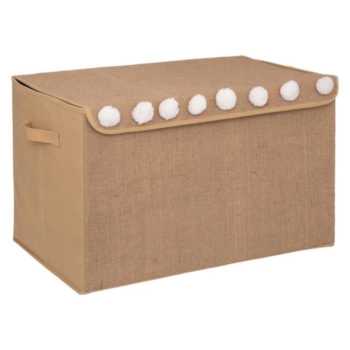 Coffre enfant pompons jute 36x57cm Coffre enfant pompons jute 36x57cm