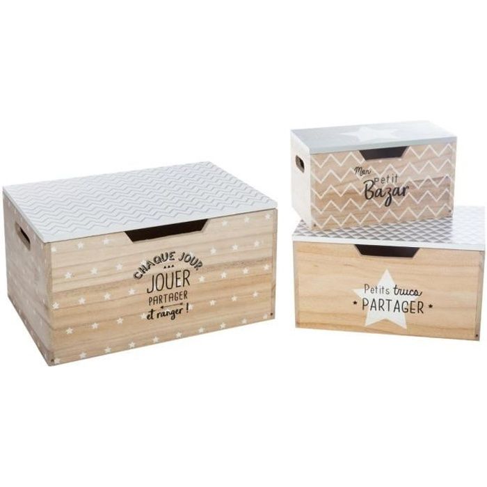 Atmosphera Lot De 3 Boites Rangement En Bois S L 22 X L 11 9