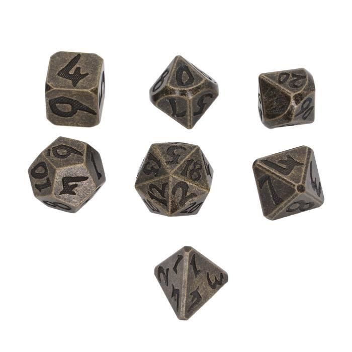 DollaTek 7PCS Jeu De Dés Polyédriques En Métal Avec Sac De Rangement - 7