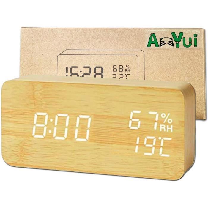 Réveil LED Multifonction – Heure, Date, Jour, Température, Luminosité Réglable, Lumière Ambiante 7 Couleurs