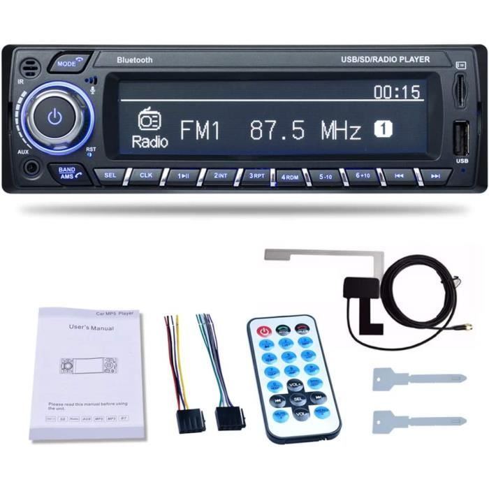 Autoradio Wistrue 1 DIN Con Bluetooth RDS – 4x65W, USB/AUX/SD, Telecomando E Luci 7 Colori