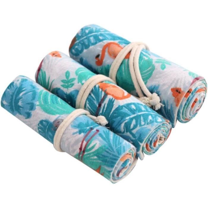 Trousses Crayons Enroulables Format Tortilla – 2 Pièces – Grande Capacité – Motif Fun – Rangement Portable